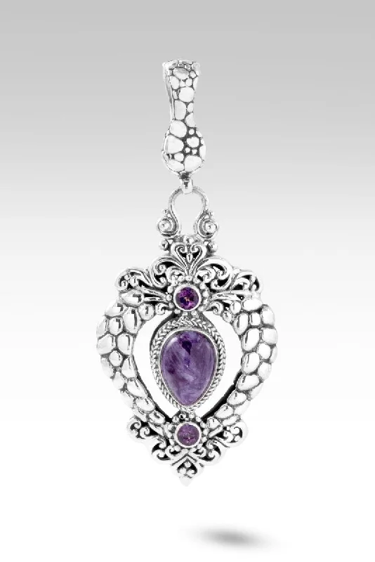 Necklaces and pendants with angel wing motifs for a spiritual, meaningful design-Goodness Follows Me Pendant™ in Charoite