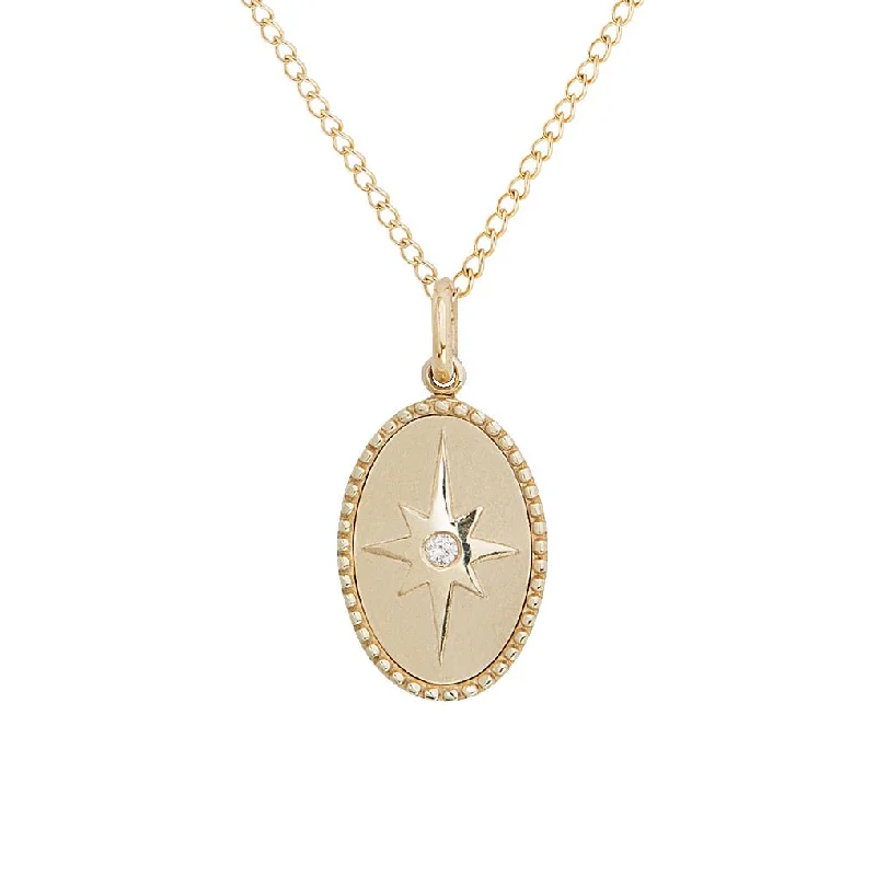 Beautiful necklaces and pendants with natural stones for an earthy, organic vibe-10K Gold Small "Star" Pendant with Diamond Detail