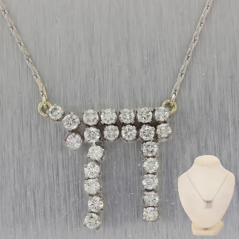 Layered necklaces and pendants for a trendy and fashionable stacked look-Classic 14k White Gold Jewish Chai 2ctw Diamond 19" Necklace