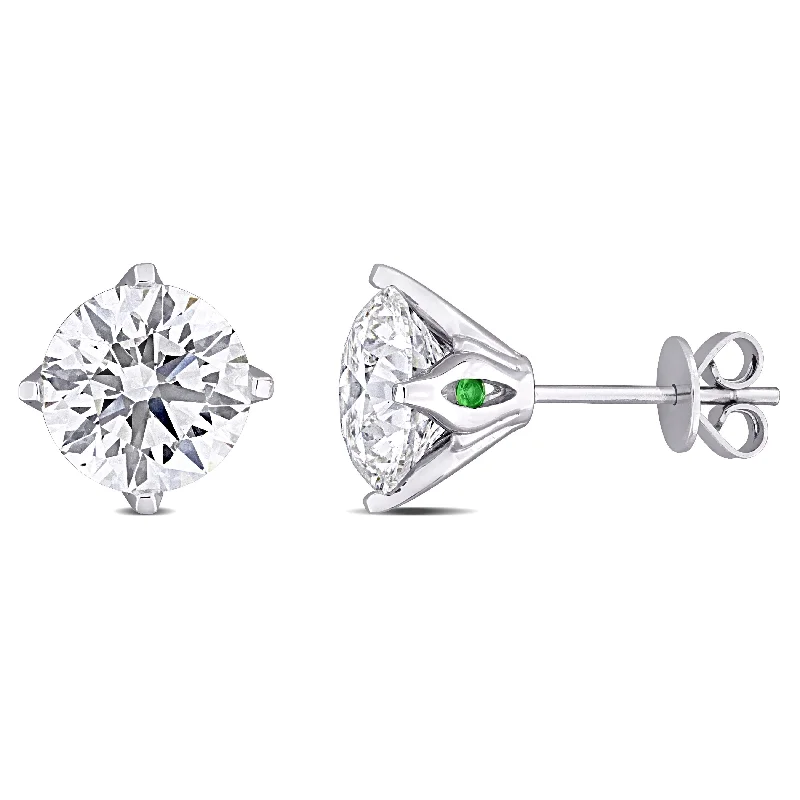 Stud Earrings with Rhinestones -Created Forever by Miadora 5ct TDW Lab-Grown Diamond and Tsavorite Accent Stud Earrings in 14k White Gold