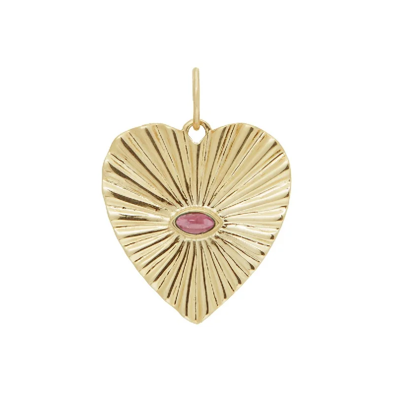 Best necklaces and pendants with silver chains for a sleek, timeless look-10K Gold Large Textured Heart Pendant with Pink Tourmaline