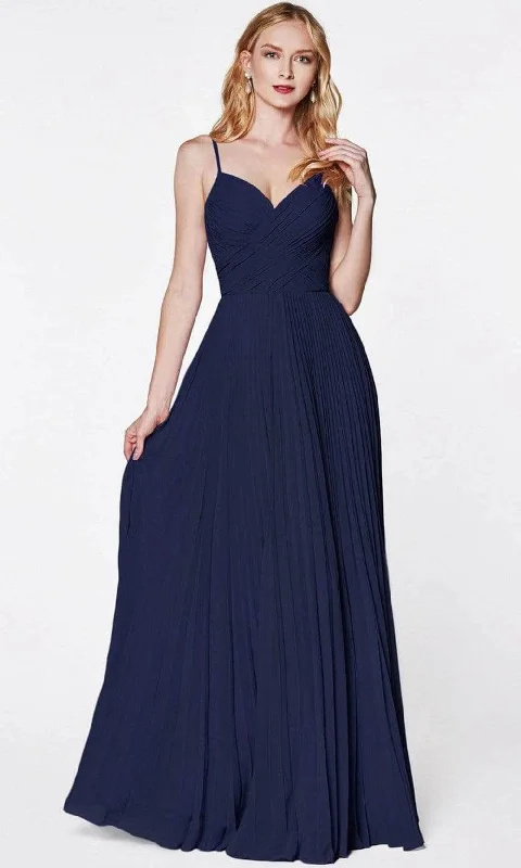 Plus size dresses for elegant dinners glow softly -Cinderella Divine - Ruched Bodice A-Line Gown 7471 - 1 pc Navy In Size 18 Available