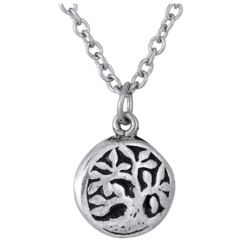 Best necklaces and pendants with black diamonds for an edgy, bold statement-Tree & Sun Pewter Necklace