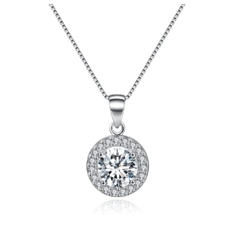 Necklaces and pendants with custom designs for a completely unique jewelry piece-Round Halo Crystal Pendant Necklace