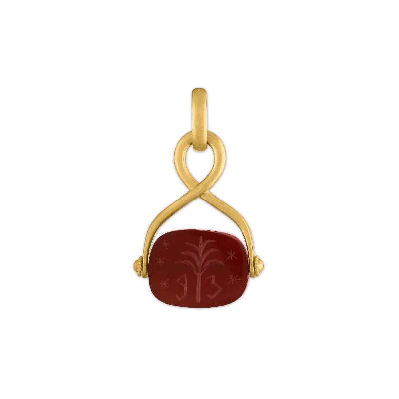 Best necklaces and pendants with black diamonds for an edgy, bold statement-Carnelian Intaglio Unda Spinning Pendant