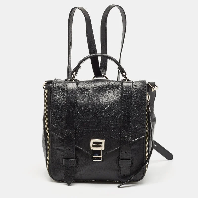 Handle bags with soft velvet for luxury -Handle bags with a crossbody option for versatility -Proenza Schouler Black Leather Ps1 Convertible Backpack