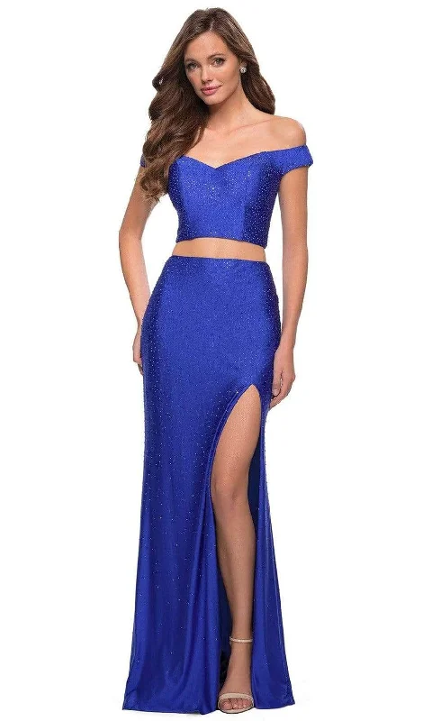 Plus size dresses featuring boho vibes are chic -La Femme - 29951 Two-Piece Jewel Studded Junior Prom Dress