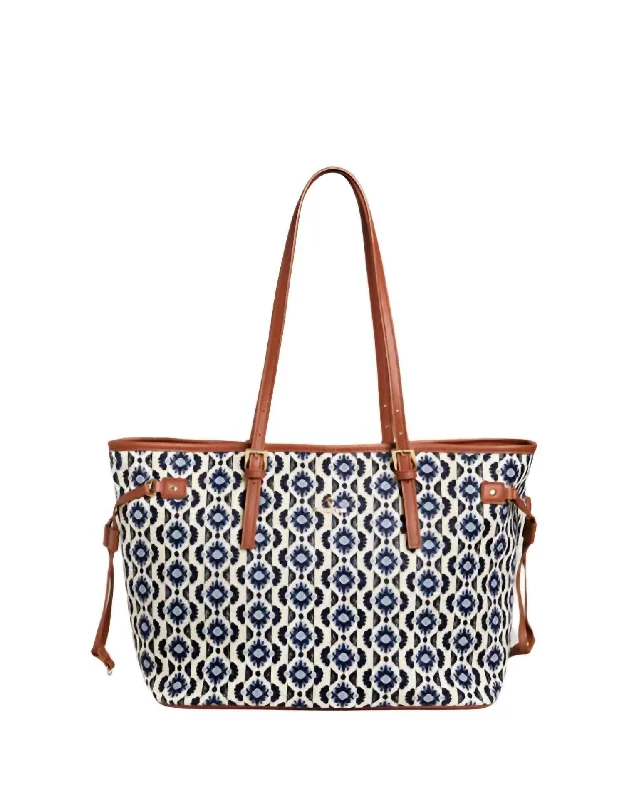 Handle bags with playful pom-poms for charm -Trendy handle bags with detachable straps for easy styling -Jetsetter Tote Bag In Marsh Boardwalk