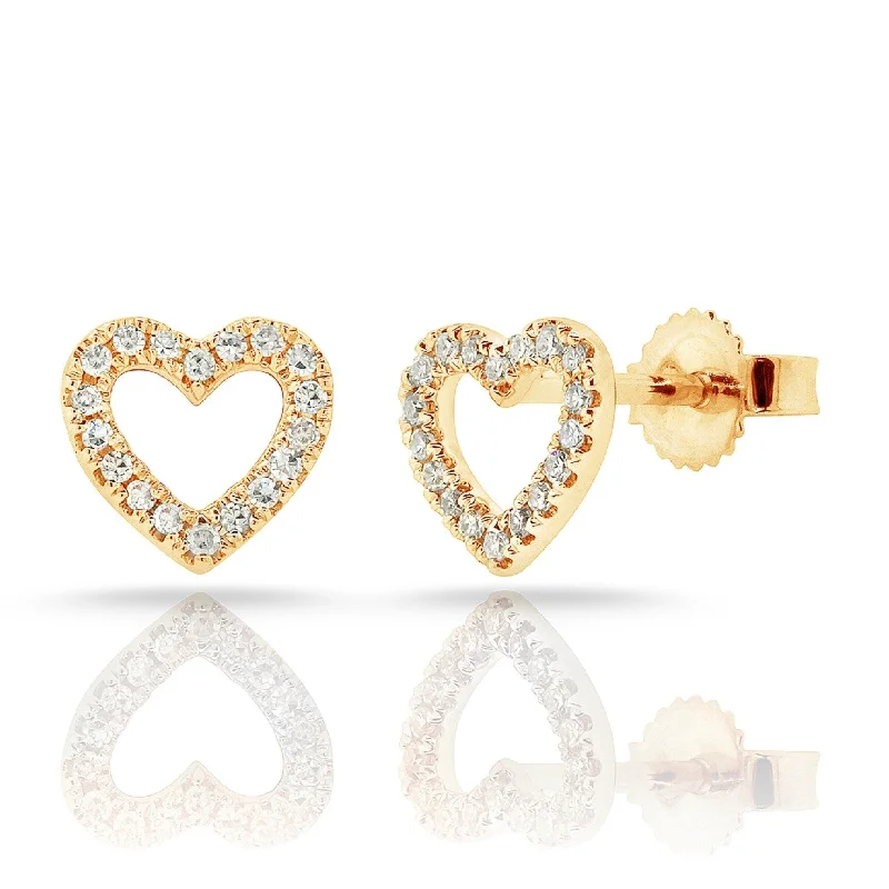 Stud Earrings for Shopping Trip -Joelle Collection Diamond Open Heart Stud Earrings 14K Gold 1/5ct TDW Earring's