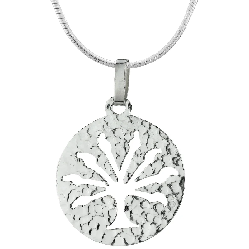 Necklaces and pendants with zodiac constellation designs for an astrological touch-Tree of Life Hammered Sterling Necklace