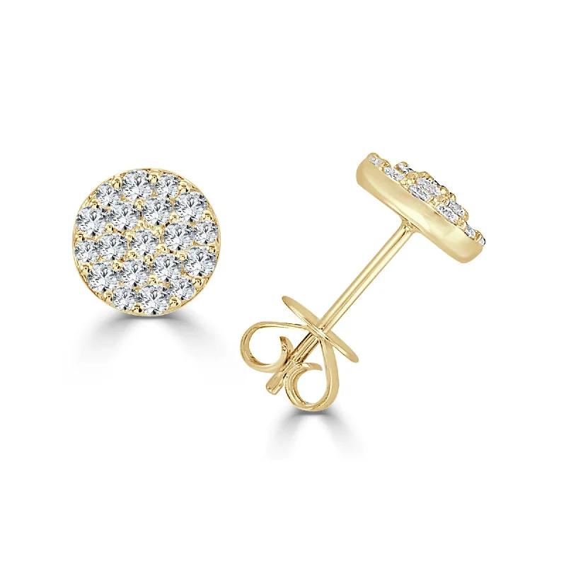 Ethnic Stud Earrings with Tribal Design -Joelle Collection Diamond Stud Earrings 14K Yellow Gold 3/4 CT TDW