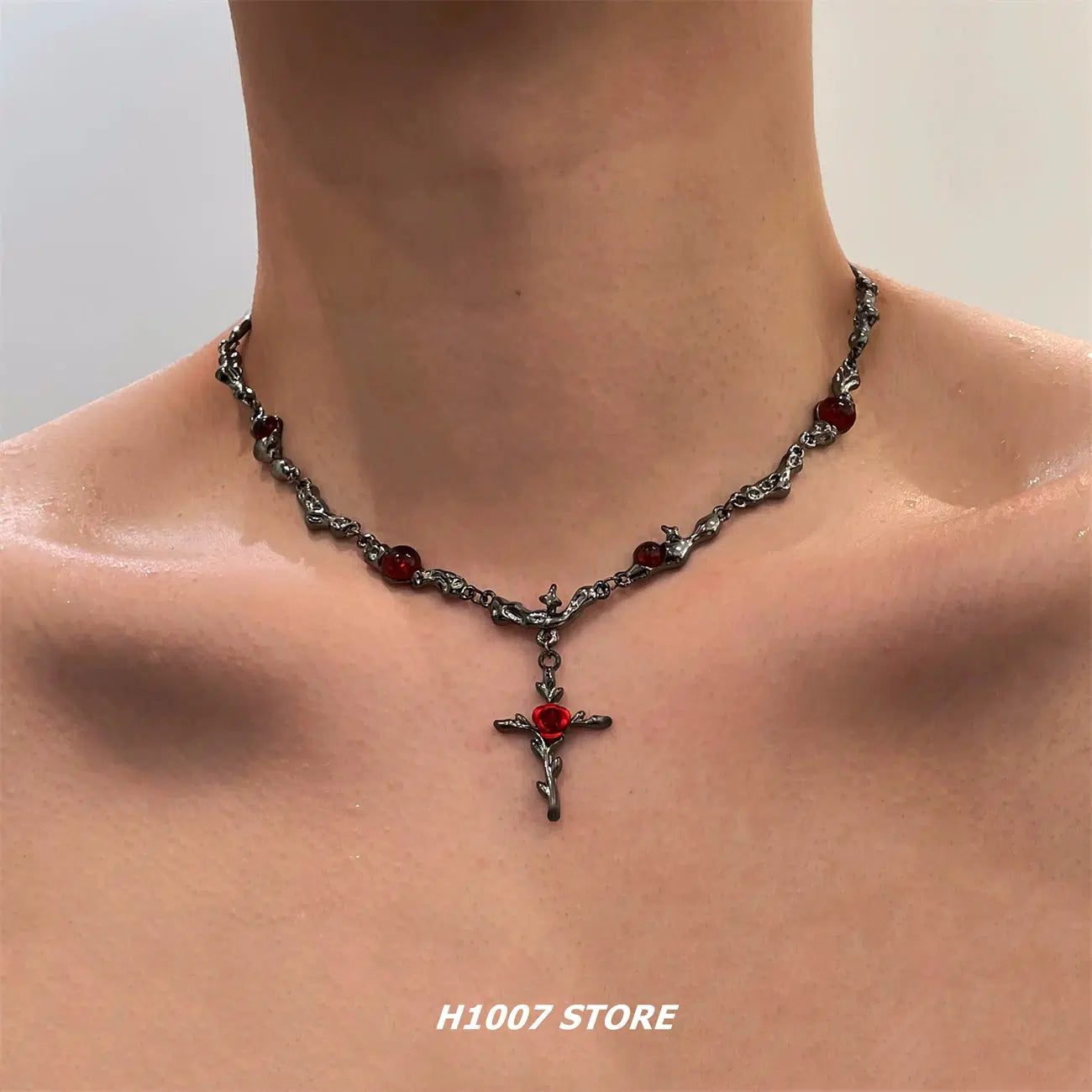 Rose Cross Necklace