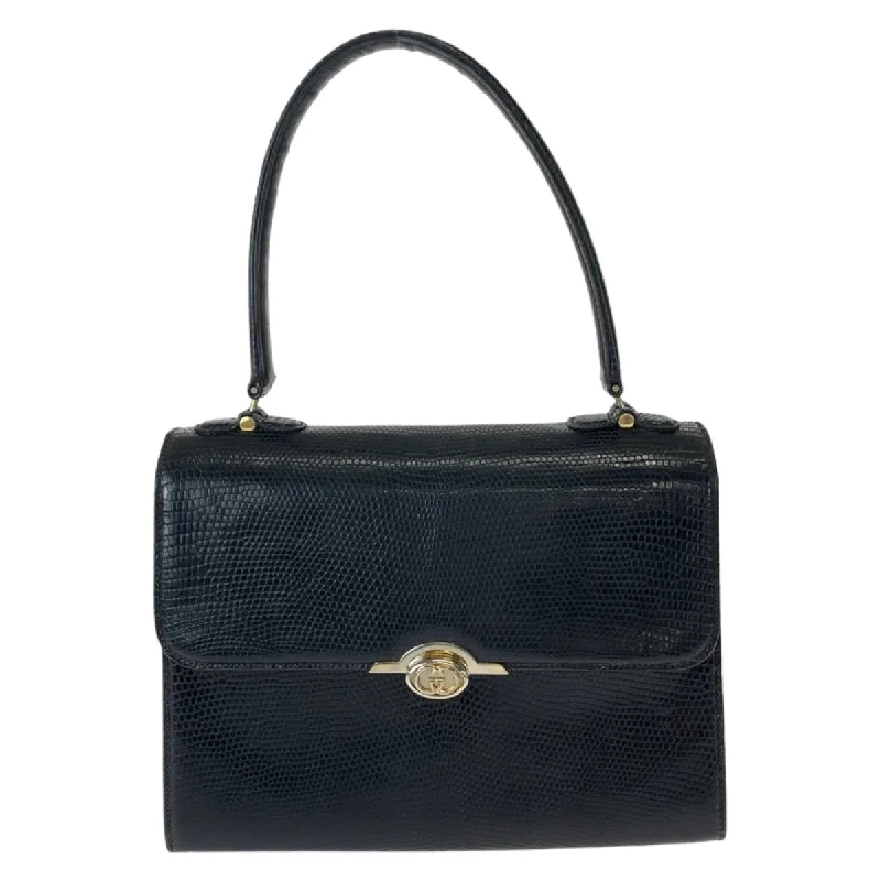 Handle bags with sturdy bases for stability -Handle bags with oversized designs for a statement piece -Gucci Vintage Black Lizard Handbag 406839