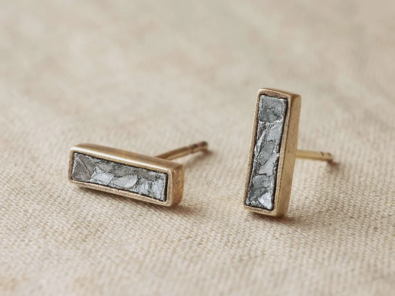 Stud Earrings with Textured Surface -Morgana Gold Stud Earrings