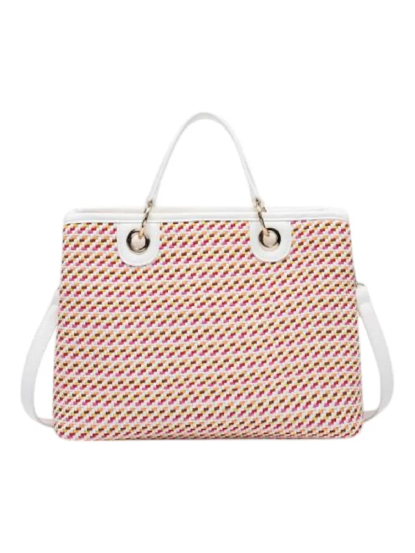 Canvas handle bags perfect for casual outings -Leather handle bags for everyday use -Nancy Striped Tote Bag In Multi