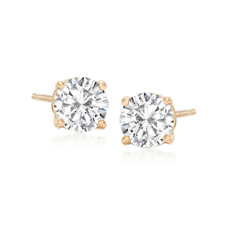 Stud Earrings for Bridesmaids Look -Ross-Simons Diamond Stud Earrings in 14kt Yellow Gold