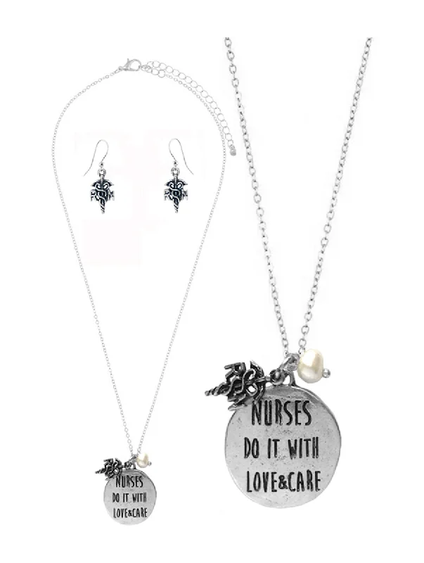 Stunning necklaces and pendants with sapphire gemstones for a luxurious blue hue-Nurses Do it with Love Necklace Set