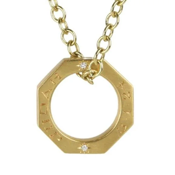 Necklaces and pendants with pearls for a classic and sophisticated touch-ORDER ONLY: 20K Gold Octagonal Open Pendant with Customized Engraving & Star-Set Diamond Details