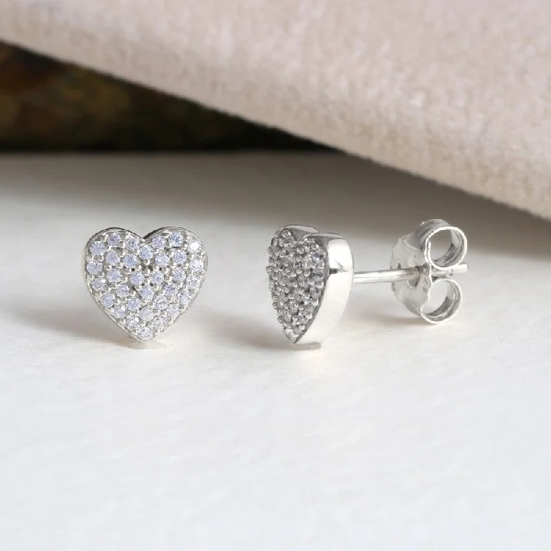 Stud Earrings with Polished Shine -1/5ct TDW Diamond Halo Stud Earrings in Silver by De Couer