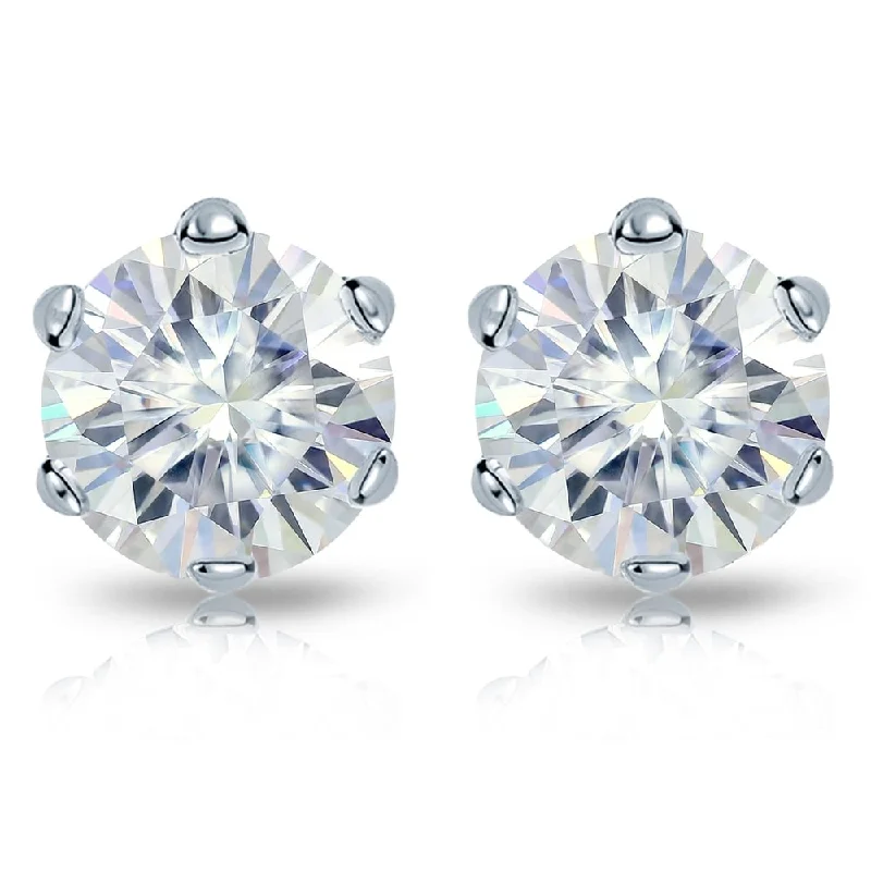 Hippie Stud Earrings with Beads -Auriya Platinum 5ctw Round Moissanite Stud Earrings