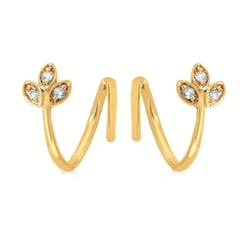 Push Back Stud Earrings for Convenience -14K Yellow Gold 0.06ctw Diamond Twist Stud Earrings