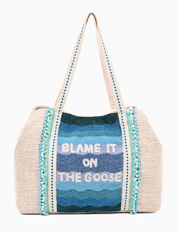 Handle bags with modern cutouts for style -Handle bags with suede material for a soft texture -Women's Anguilla Embellished Tote Bag In Blame It On The Goose