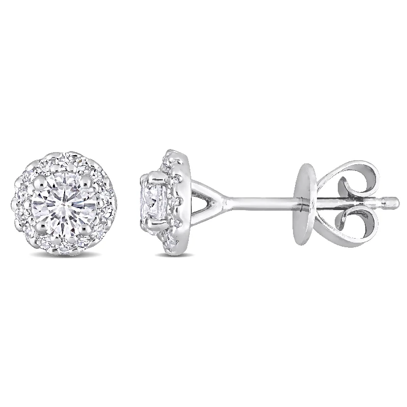 Geometric Stud Earrings for Trend -Miadora 5/8ct TDW Diamond Halo Stud Earrings in Platinum