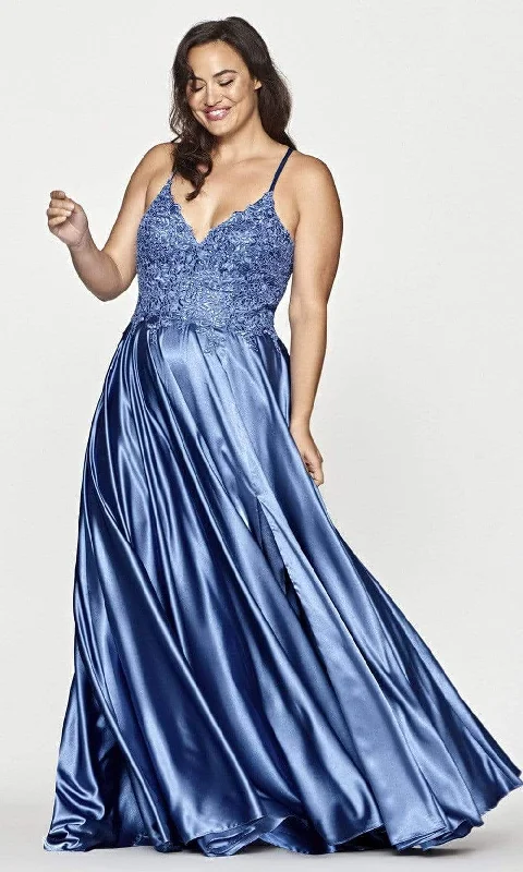 Plus size dresses featuring maxi lengths flow gracefully -Faviana - 9498 Spaghetti Strap A-Line Gown