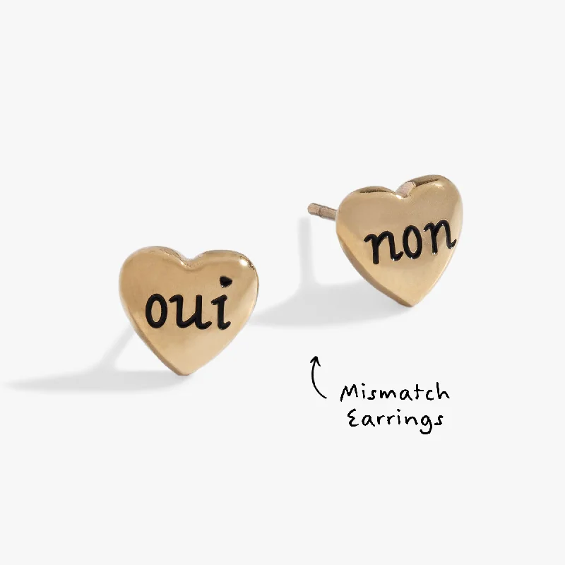 Stud Earrings with Filigree -Oui & Non Heart Stud Earrings