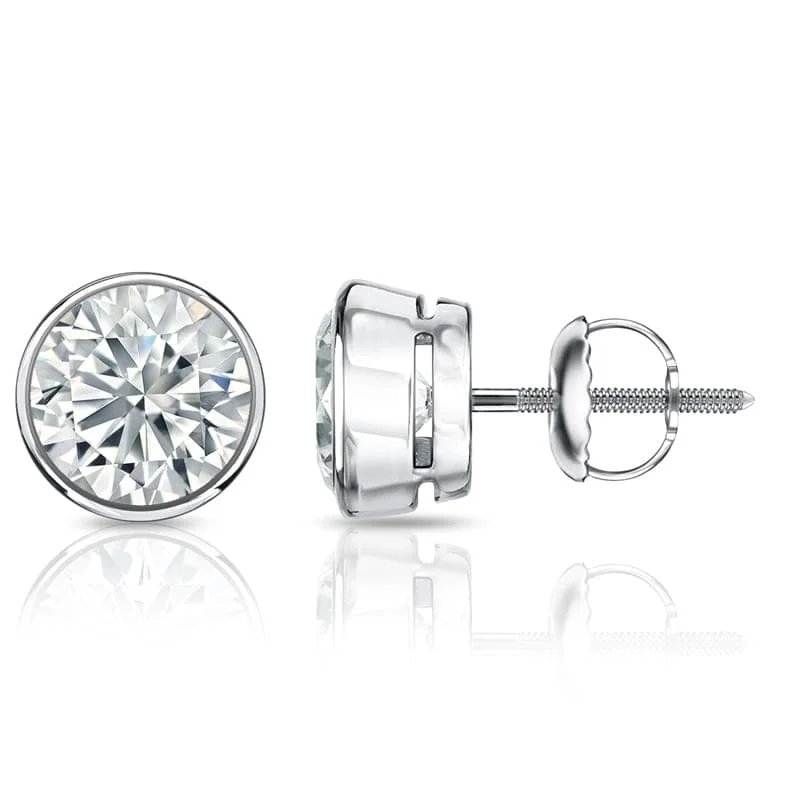 Stud Earrings for Everyday Glamour -Auriya 4 1/5ctw Round Diamond Stud Earrings Bezel-set Platinum - GIA Certified