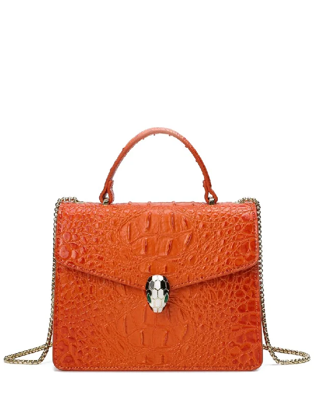 Handle bags with holiday themes for festivities -Handle bags with statement buckles for a unique touch -Tiffany & Fred Alligator-Embossed Leather Top Handle Satchel