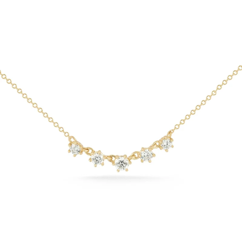 Stunning necklaces and pendants with aquamarine stones for a serene effect-18K Gold "Mini Penelope" Five Graduated Diamond Necklace