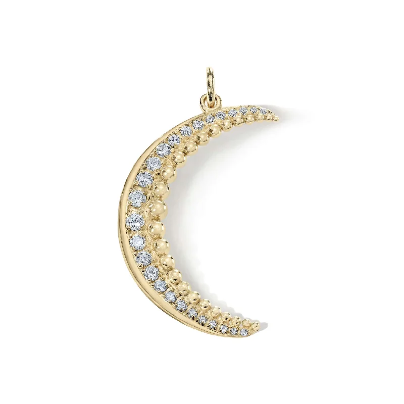 Best necklaces and pendants with layered designs for a chic, stacked look-10K Gold Pave Diamond Large "Crescent" Pendant