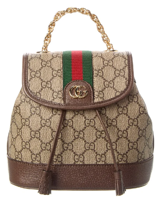 Handle bags with bold text for statements -Designer handle bags for high-end fashion lovers -Gucci Ophidia Mini GG Supreme Canvas & Leather Backpack