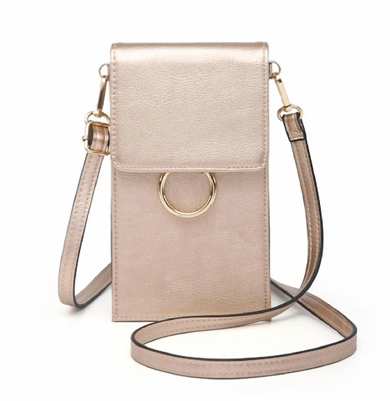 Handle bags with elegant gold-tone hardware -Handle bags with sleek silhouettes for a minimal style -Ayla Cell Phone Bag In Rose Gold