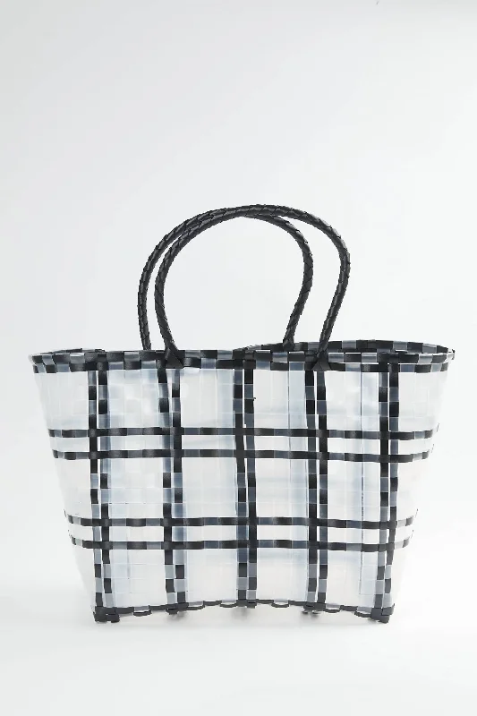 Handle bags with sleek black for elegance -Handle bags with studs for an edgy appearance -Hamptons Basket Tote In Black