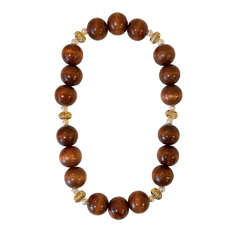 Unique necklaces and pendants with vintage-inspired designs for timeless appeal-Bold Beaded Necklace-Dark Walnut