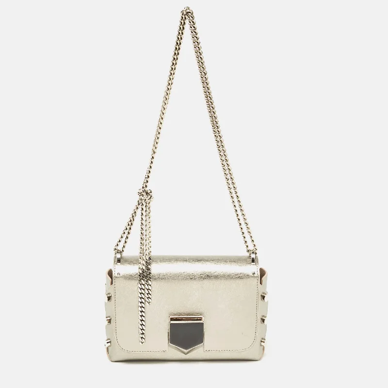 Handle bags with spacious pockets for travel -Handle bags for women with comfortable shoulder straps -Jimmy Choo Silver Leather Lockett City Shoulder Bag