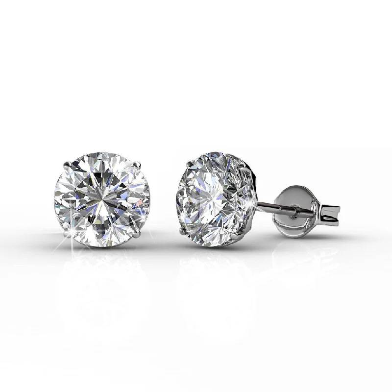 Triple Stud Earrings for Layered -Mallory 18k White Gold Plated Stud Earrings with  Swarovski Crystals