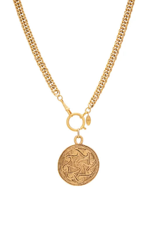 Best necklaces and pendants with silver chains for a sleek, timeless look-Vintage Medallion Long Necklace