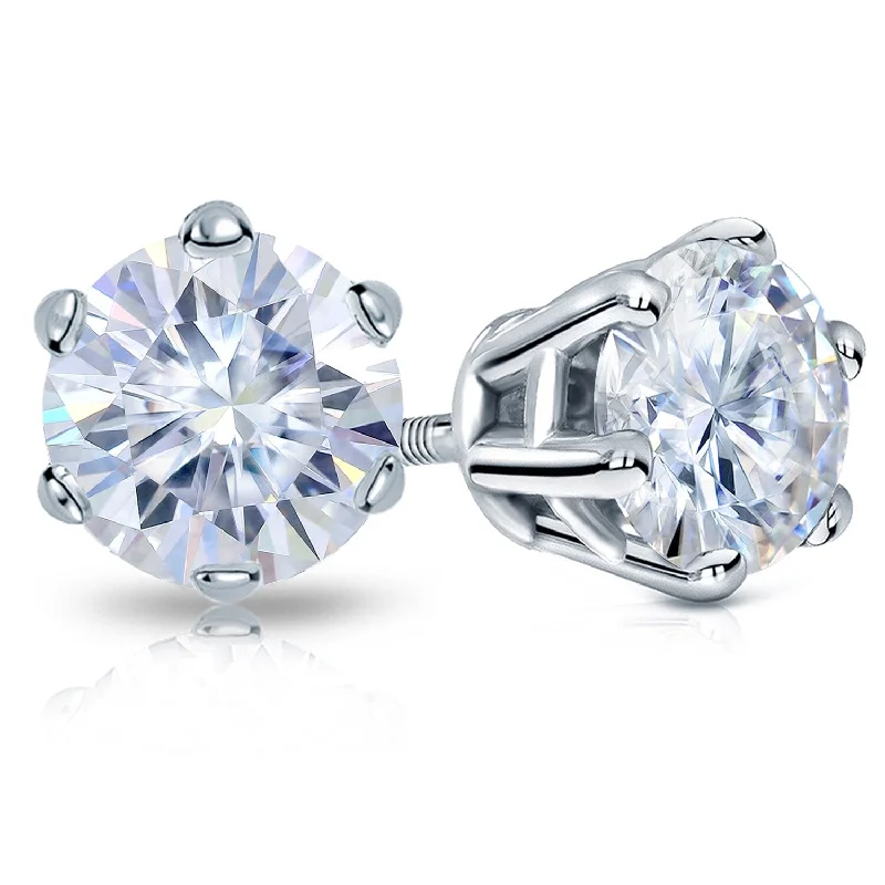 Stud Earrings for Festival Style -Auriya Platinum 3ctw Round Moissanite Stud Earrings - 7.4 mm