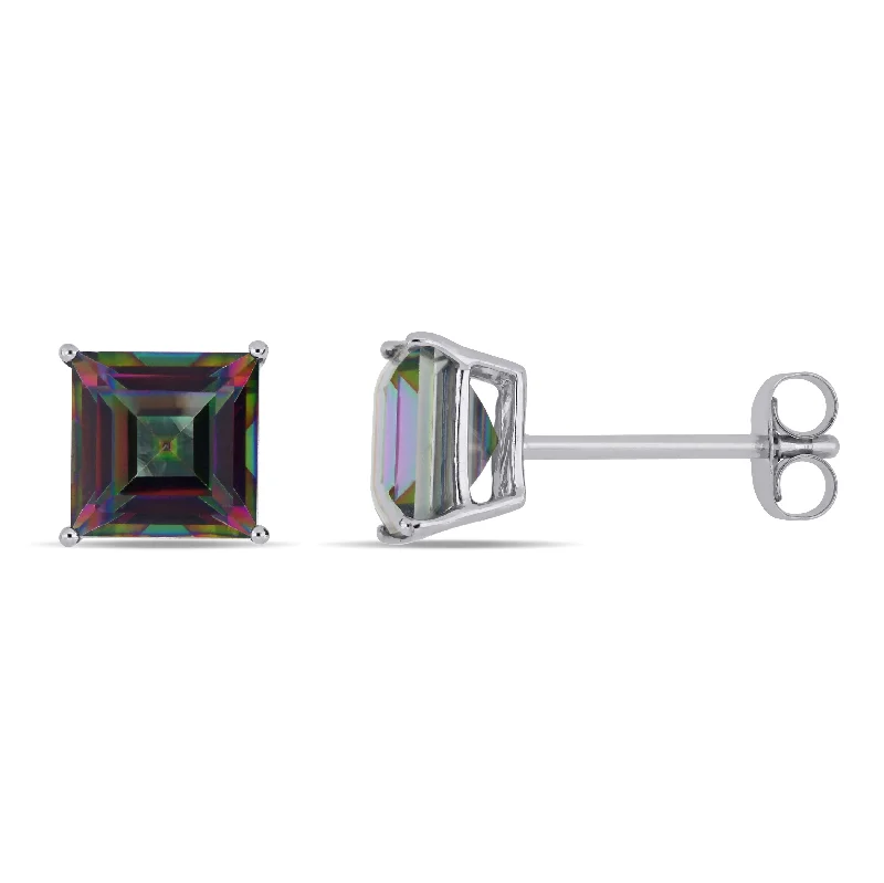 Stud Earrings for Mother's Day -Mimi & Max Exotic Green Topaz Stud Earrings in 10k White Gold