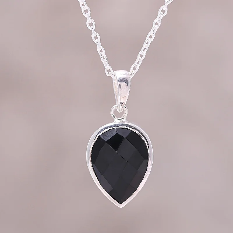 Best necklaces and pendants with silver chains for a sleek, timeless look-Midnight Drop Sterling Silver Black Onyx Midnight Drop Pendant Necklace