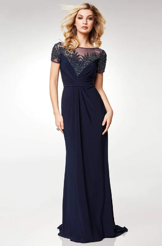 Plus size dresses for minimalist style stay clean -Clarisse - M6532 Illusion Neckline Gleaming Embellished Gown