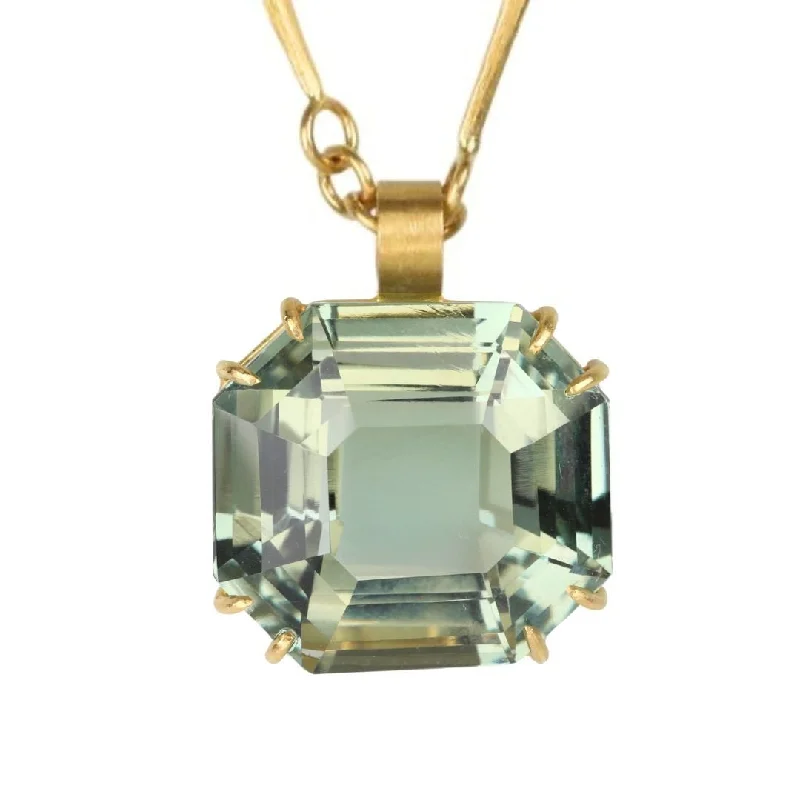 Best necklaces and pendants with turquoise stones for a vibrant boho-chic look-Faceted Emerald-Cut Pale Green Amethyst Pendant