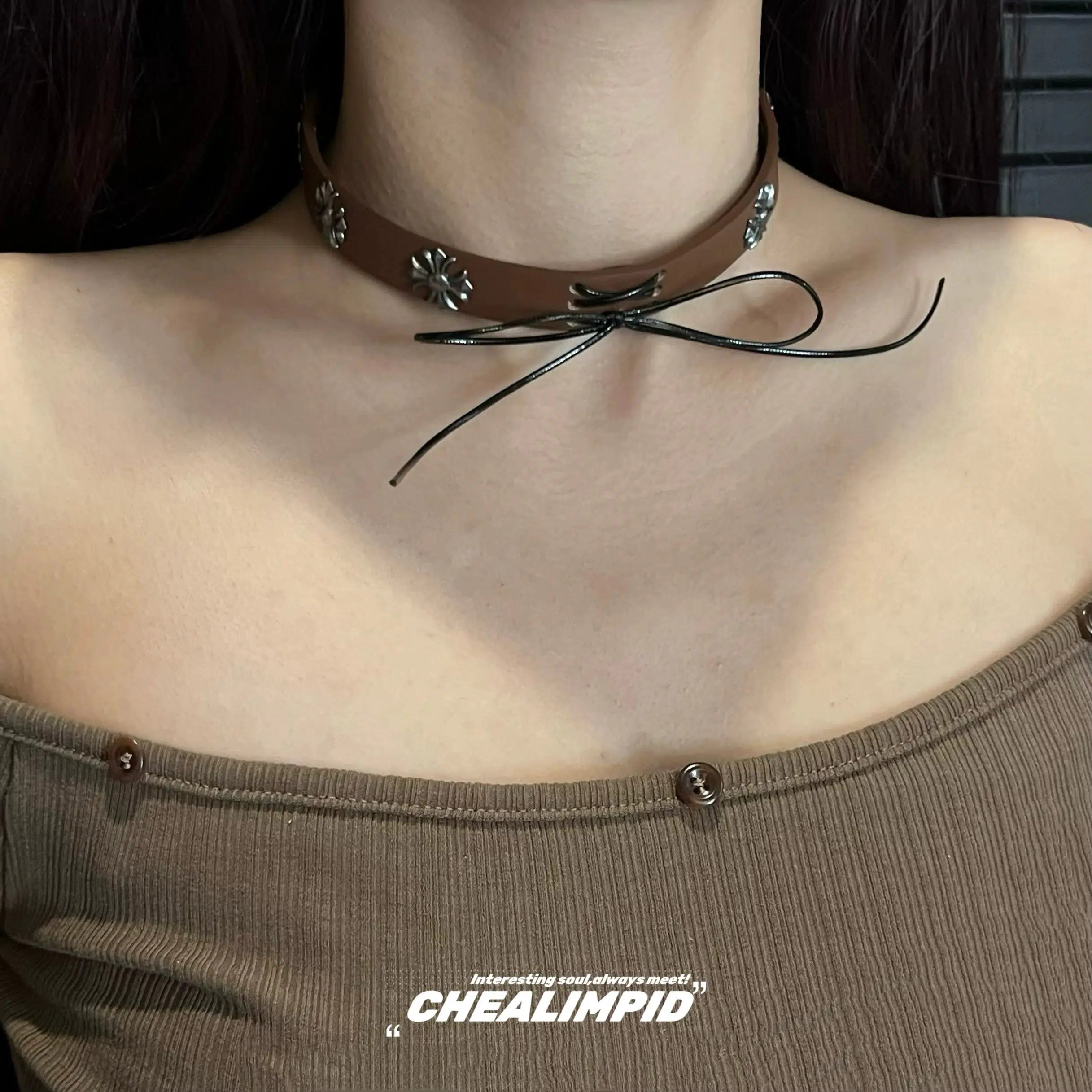 Necklaces and pendants with infinity love symbols for an eternal, romantic gesture-Lace-Up Bow Choker Necklace