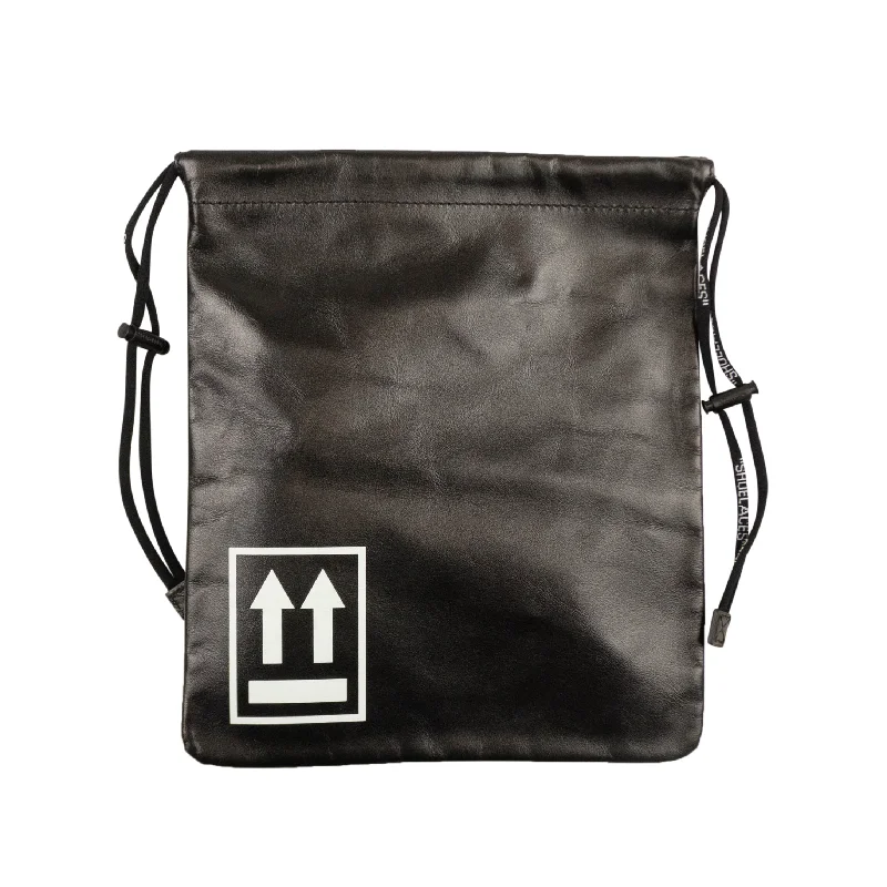 Waterproof handle bags ideal for rainy weather -Trendy handle bags for casual outfits -Black Leather Drawstring Bag