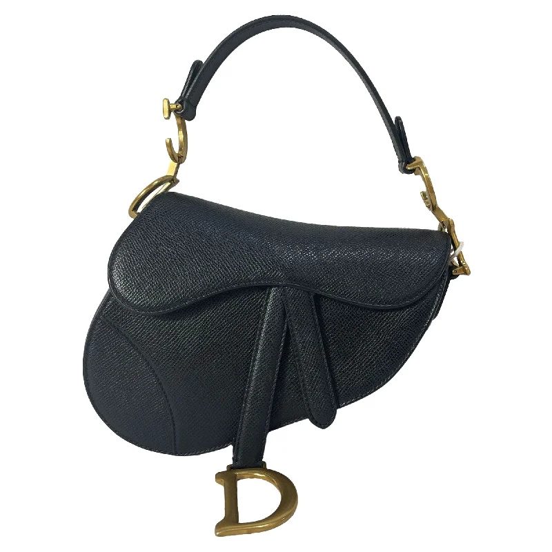 Handle bags with abstract art for uniqueness -Handle bags for formal events with luxurious fabric -Dior Mini Saddle Bag in Black Leather