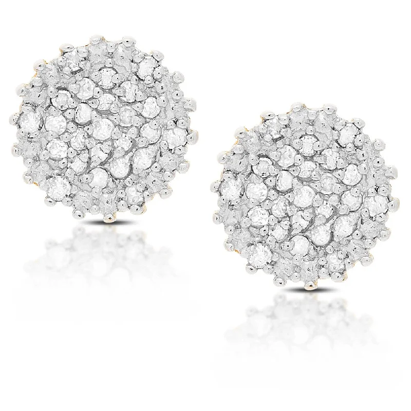 Stud Earrings for Anniversary -Finesque Sterling Silver 1/4 Ct TDW Diamond Stud Earrings