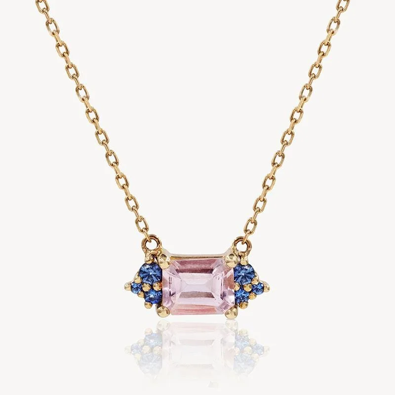 Best necklaces and pendants with cross pendants for a spiritual, meaningful symbol-Starry East West Morganite Sapphire Necklace